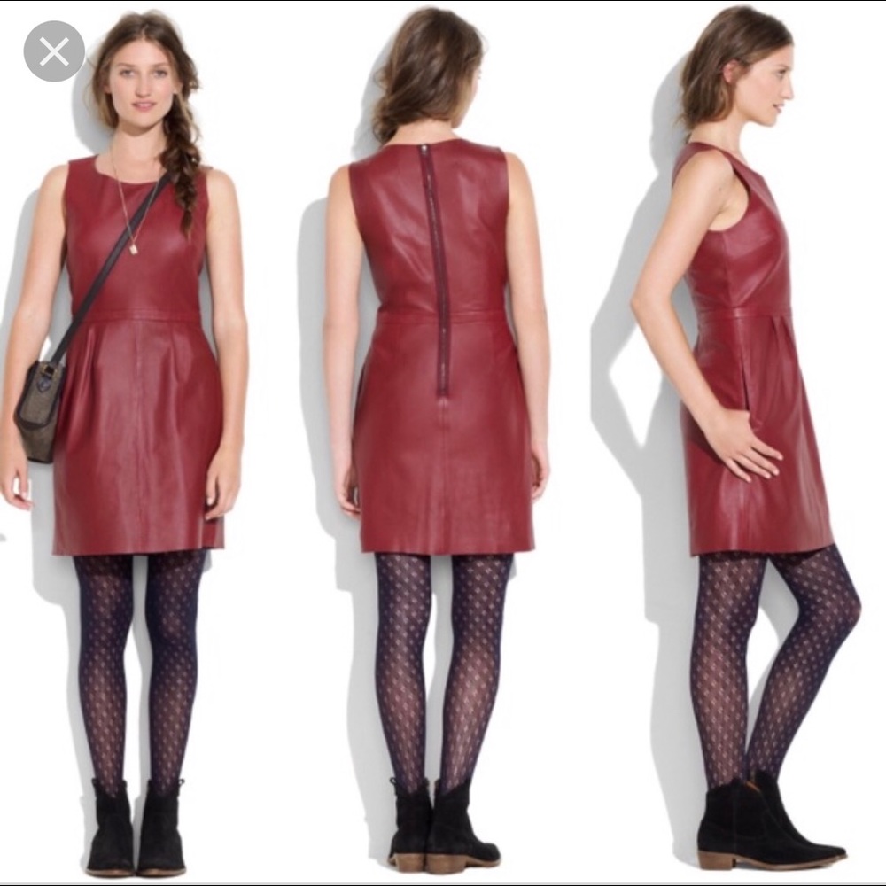Madewell Wine Red Sleeveless Faux Leather Mini Dress